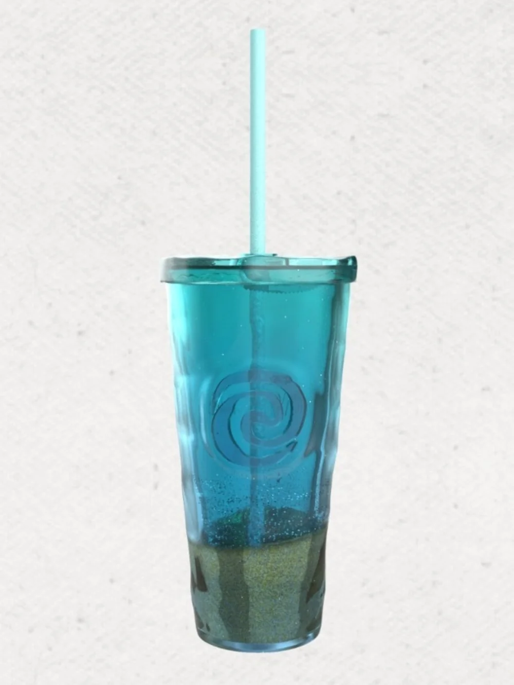 Disney Moana Live Action Movie Double Walled Glitter Cup with Straw